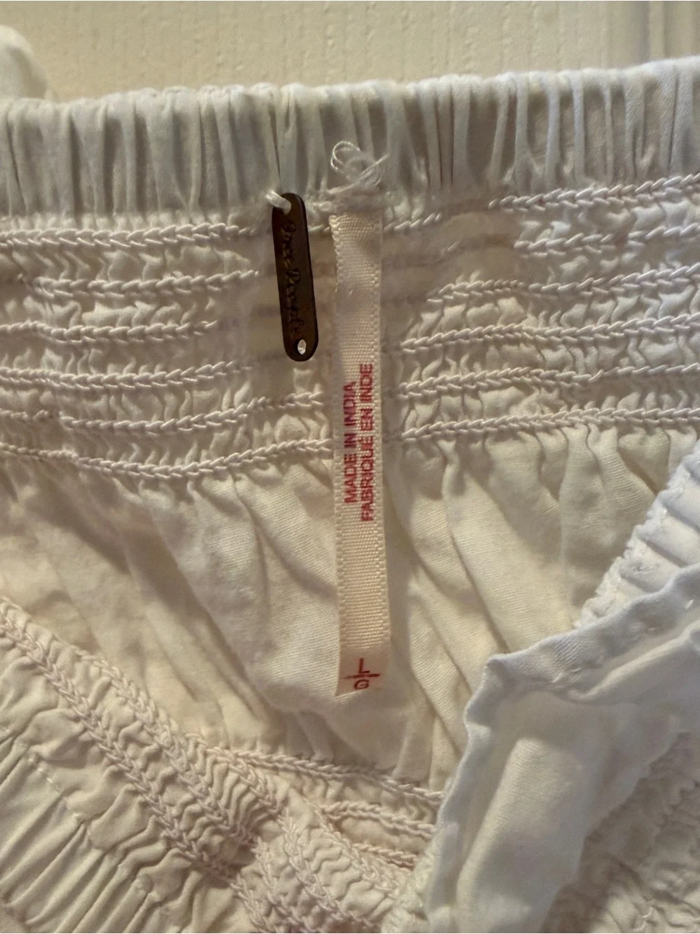 Free People | White Smocked Square-Neck Puff Sleeve Crop Top | Women’s L